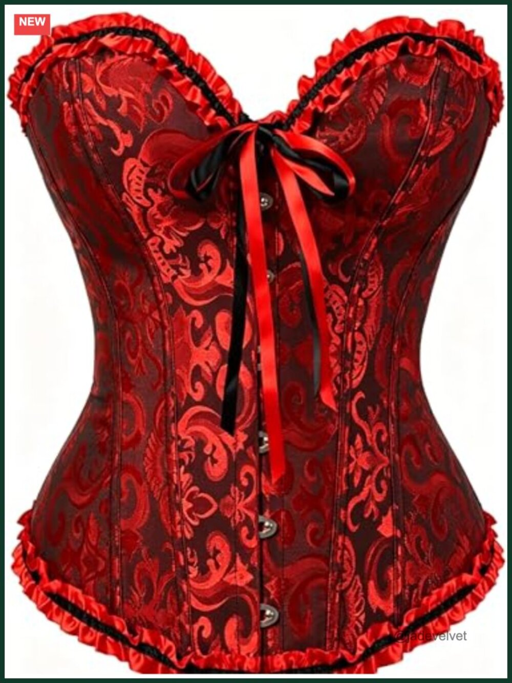 Demays Women's Lace Overbust Corset Top Steel Boned Waist Training Bustier